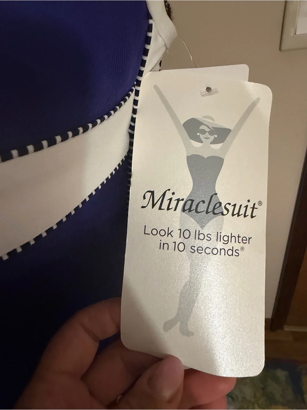 Miraclesuit Blue White Slimming One Piece Swimsuit NWT Size 12